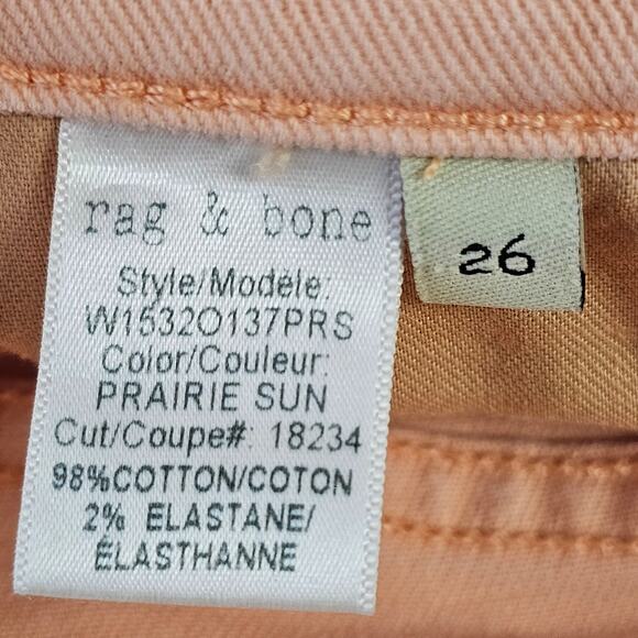 rag & bone Womens Prairie Sun High Rise Skinny Jeans Size 26 Raw Hem Ankle Peach - Picture 8 of 9
